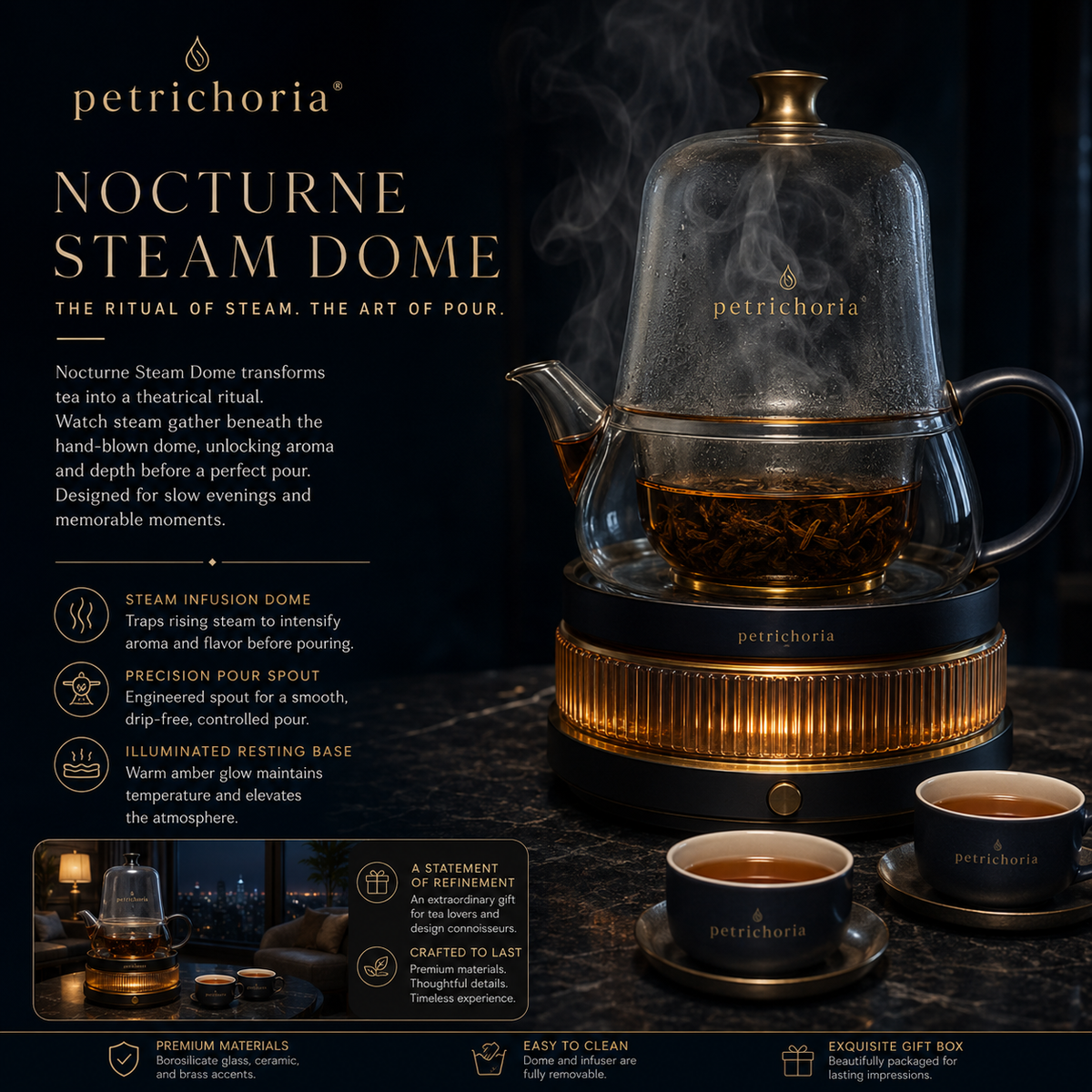 Petrichoria™ Nocturne Steam Dome — Nightfall Glass Brewing Chamber