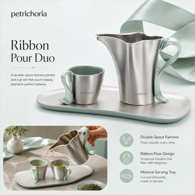Petrichoria™ Ribbon Pour Duo — Sculpted Twin Serving Pitchers