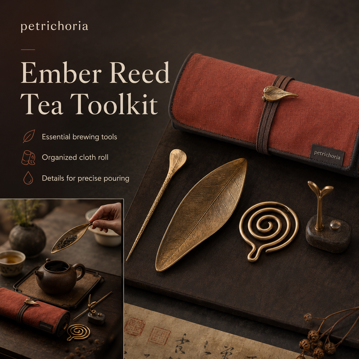Petrichoria™ Ember Reed Tea Toolkit — Artisan Brewing Instrument Roll