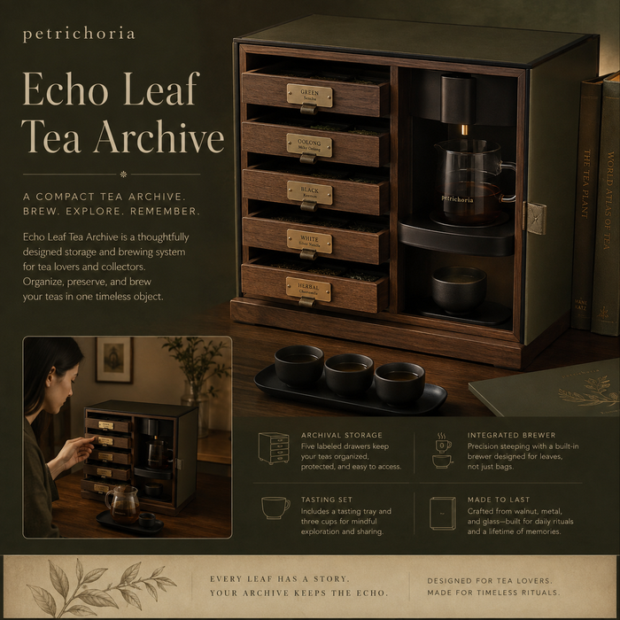Petrichoria™ Echo Leaf Tea Archive — Cabinet-Style Tea Collection Organizer