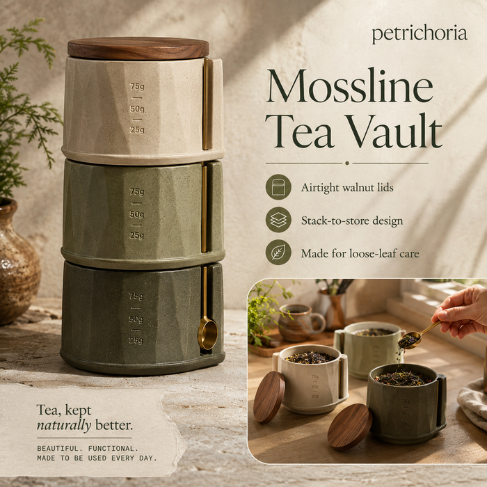 Petrichoria™ Mossline Tea Vault — Stackable Leaf Storage Columns