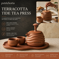 Petrichoria™ Terracotta Tide Tea Press — Sculptural Manual Brewer