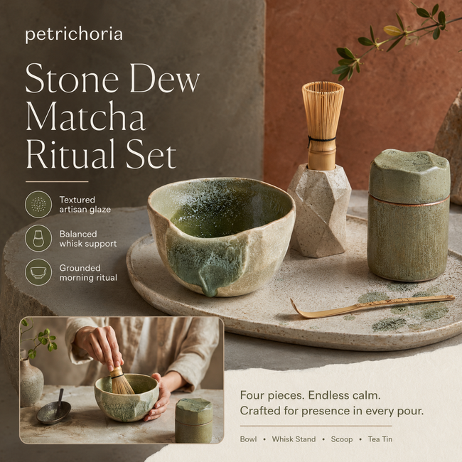 Petrichoria™ Stone Dew Matcha Ritual Set — Textured Whisking Collection